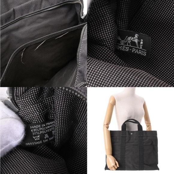 HERMES GREY Canvas Unisex TOTE - Picture 3 of 13